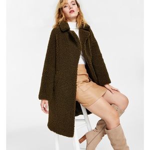 BCBGeneration Notch-Collar Teddy Coat